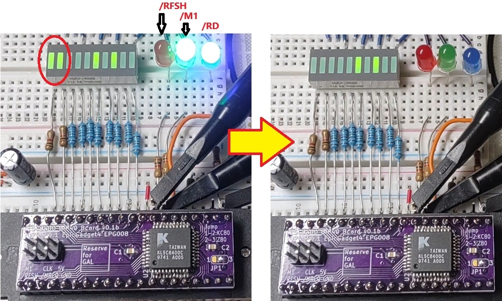 KL5C8400でリフレッシュアドレスが出ているのが確認できる画像