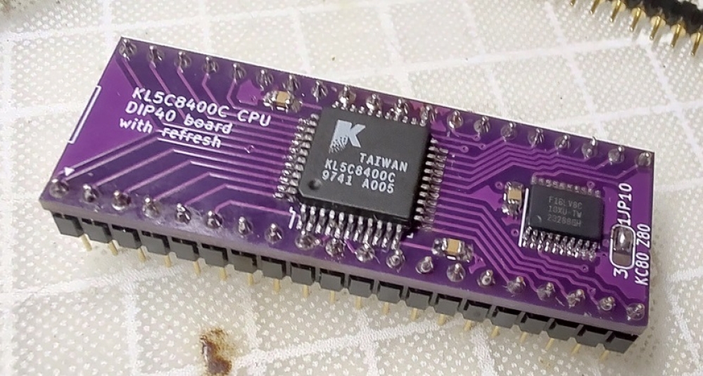 KL5C8400 DIP40ボードリフレッシュ回路付き１つ目の完成。基板のRev1.00