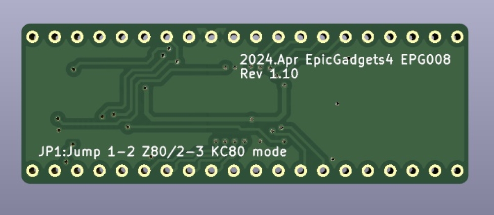 SOP版GALを使ってDIP40に収めたKL5C8400基板Rev1.10の裏側のレンダリング画像